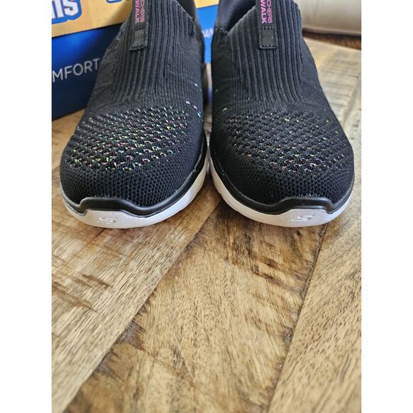 Skechers Go Walk 6 Slip-Ins Women Sz 7 Black Valentina Hands Free Shoes - Picture 3 of 11
